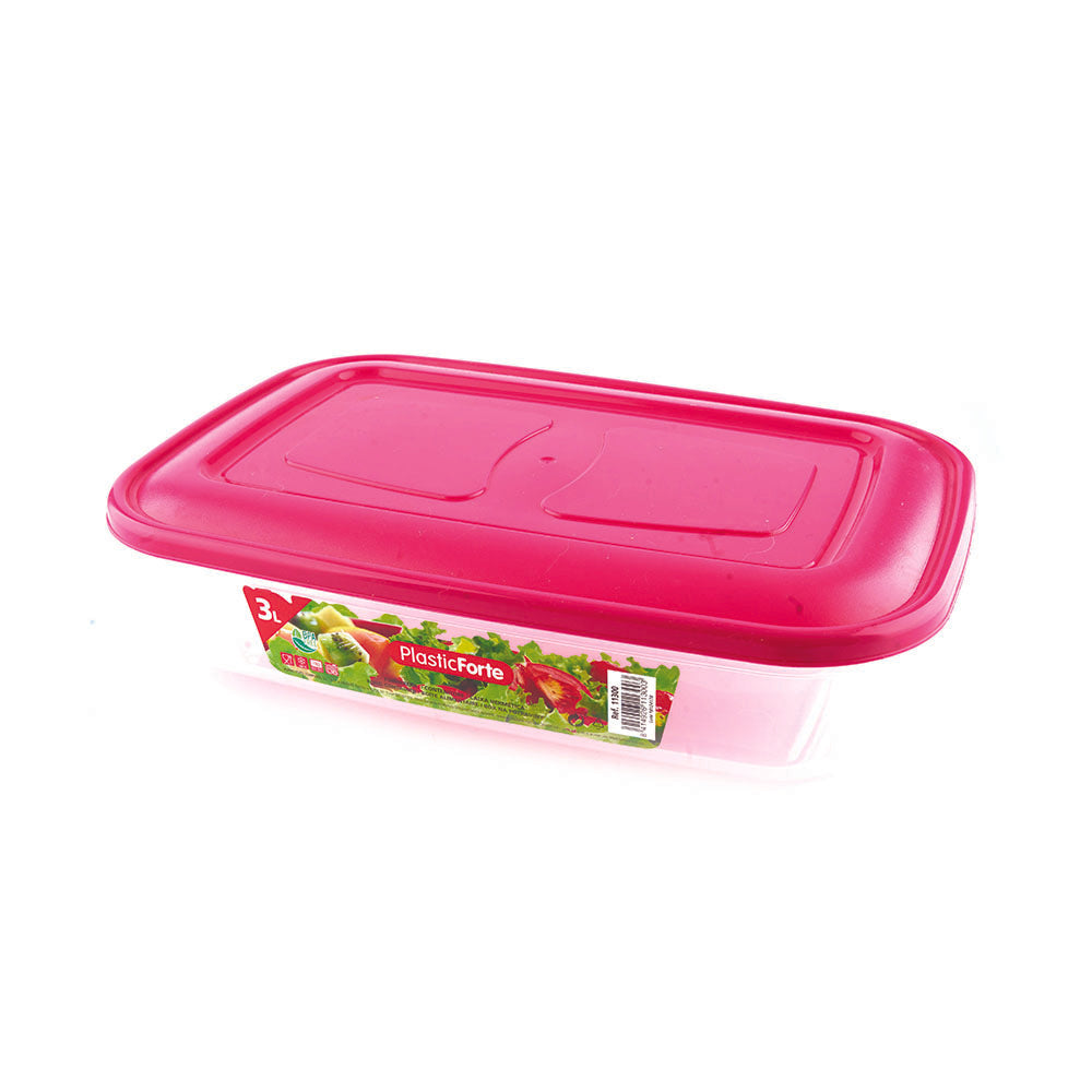 Fiambrera plástico tapa fucsia 3 L