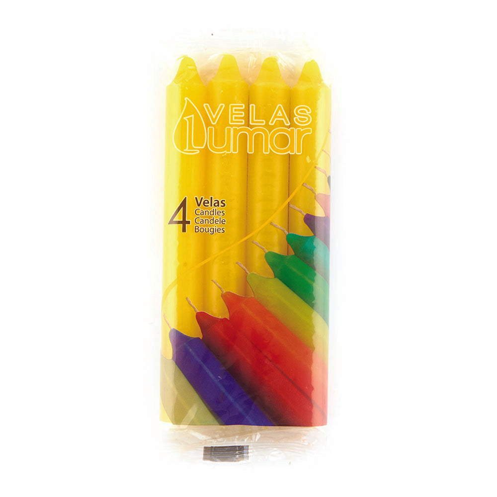Pack 4 velas cilíndricas amarillas