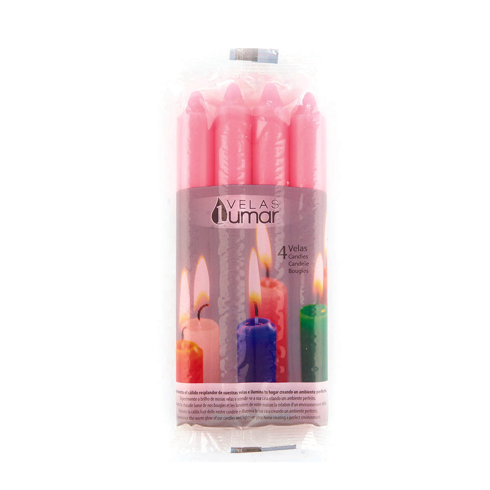 Pack 4 velas cilíndricas rosas