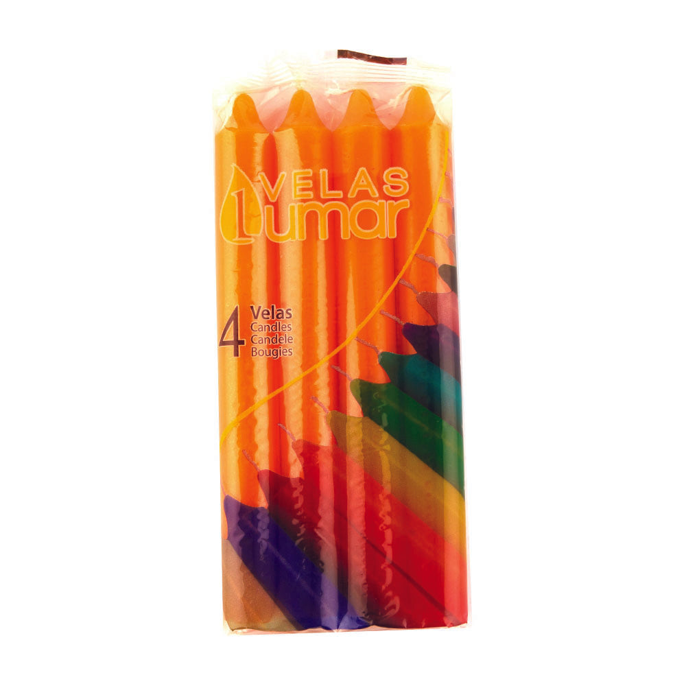 Pack 4 velas cilíndricas naranjas