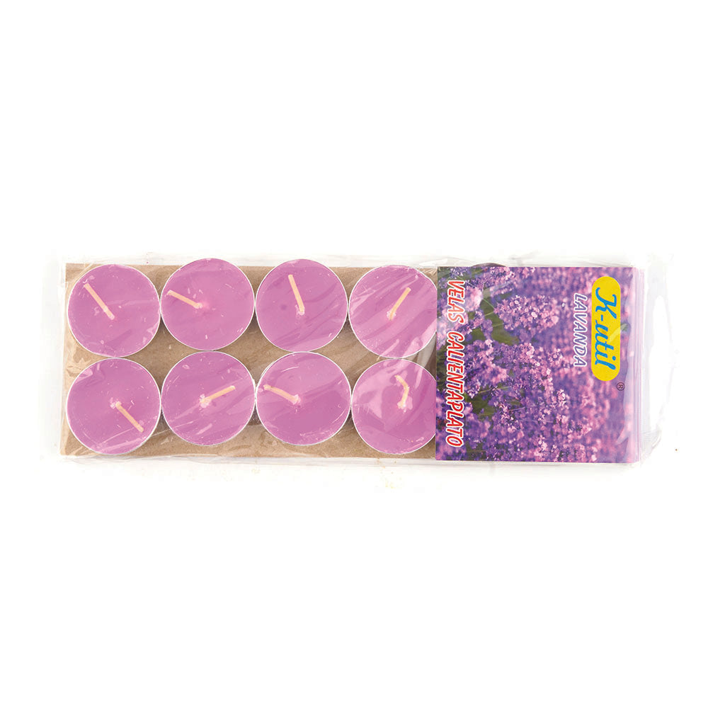 Velas calientaplato violetas 12 unidades